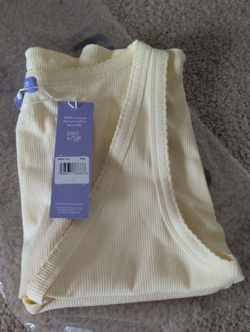 Cream Ribbed V-Neck Button Tank Top - Picture 5 of 5